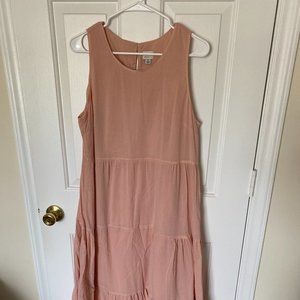 A New Day Pink/Peach Sleeveless Tiered Midi Dress (Medium)